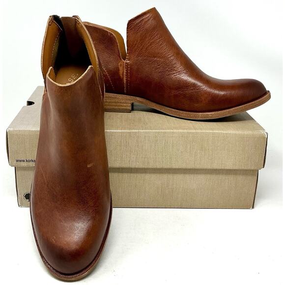 🆕Kork-Ease Womens Leather Renny Tan Rum Ankle Booties Boots Size 8 NIB - Picture 2 of 12